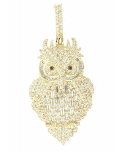 10K Yellow Gold Owl Pendant 1.75 Ctw Diamond