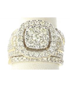 10K Yellow Gold Wedding Ring Set with 3ctw Diamond 