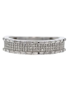 White Gold 0.48 Carat Round and Baguette Diamonds Men's Band in 10K 