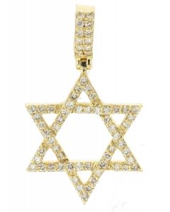 10K Yellow Gold Star Of David Pendant 1.12Ctw Diamond 