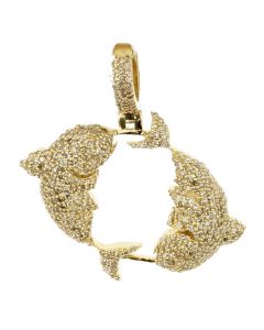 10K Yellow Gold Pisces Sign Pendant with Diamonds 