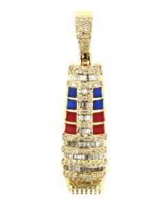 10K Yellow Gold Barbershop Clippers Pendant with Diamonds 
