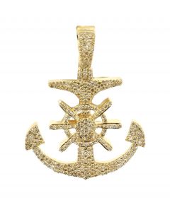 10K Yellow Gold Anchor Pendant with 1.10ctw Diamonds 