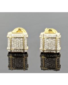 10K Yellow Gold Square Earrings 0.25ctw Diamond