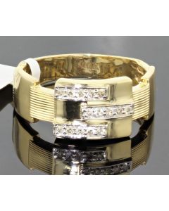 10K Yellow Gold 3 Row Diamond Fashion Ring 