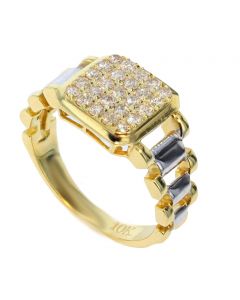 Yellow Gold 0.66 Carats Round Diamond Ring for Men in 10K
