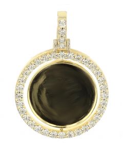 10K YELLOW GOLD DIAMOND ROUND / CIRCLE PENDANT FOR PICTURE FRAME MEMORY PENDANT SPINNING 0.29CTW 