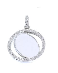 10K White Gold Diamond Round Pendant For Picture Frame Memory Pendant Spinning 0.29 CTW 