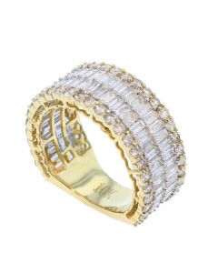 4.7 Carats Round and Baguette Diamond Men's Band in 10K Yellow Gold