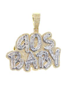 "90s BABY" Pendant 2.3 Carats Diamonds in 10K Yellow Gold