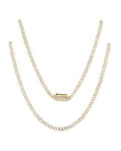 10K Yellow/White Two-Tone Gold Diamond Cuban Chain Necklace 1.99 CTW 22 Inches long and 4mm wide 
