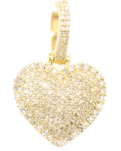 10KT YELLOW GOLD 28.3 INCHES TALL HEART PENDANT WITH REAL DIAMOND 1.17CTW