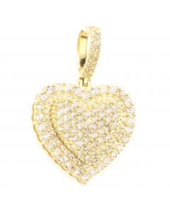10KT YELLOW GOLD 31.7 INCHES TALL HEART PENDANT WITH REAL DIAMOND 2.0CTW