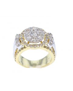 10K Yellow Gold Baguette and Round Diamond Engagement Ring 1.99 CTW