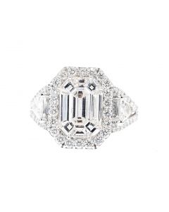 10K White Gold Radiant Pie cut Diamond Engagement Ring 2.6CTW