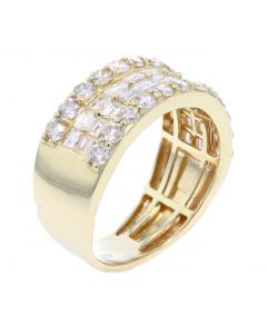10K Yellow Gold Diamond Engagement Ring with Spectacular Baguette and Round Natural Diamonds 3.22CTW