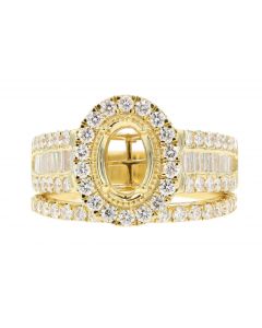 1.37CTW Diamonds 14K Yellow Gold Engagement Ring Set Semi Mount Setting Fits Oval Cut Diamond