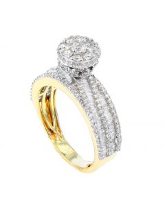 Clustered Diamond Ring for Her in 10K Yellow Gold 1.5 Cttw Jewelry