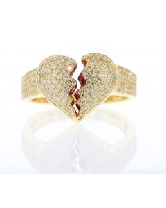 Luxurious 0.85 Carats Round Diamonds Broken-Heart Ring in 10K Yellow Gold