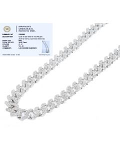 925 Sterling Silver IGI Certified VS-SI Lab Grown Diamonds Miami Cuban 25.87CT 12.2MM 22"