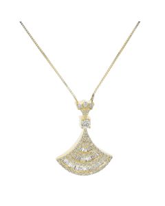 10K gold 0.4Carats Round and Baguette Diva's Dream Women's diamond pendant necklace 16 inches in Yellow/white Gold 