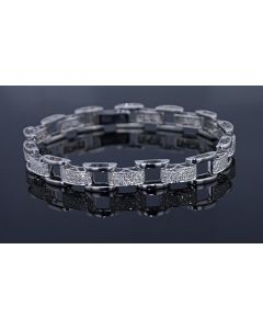 2.5 Carats Natural Diamonds Box Links Bracelet Unisex 925 Sterling Silver 8MM wide 8