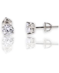 10k White Gold Solitaire Diamond Earrings available in 0.25 carat, 0.5 carat, 0.75 carat, 1 carat total CVD lab grown VVS Diamonds