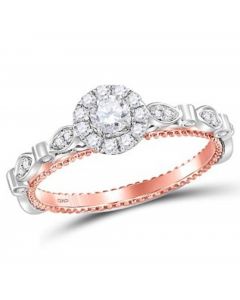 14K Rose Gold Engagement Ring 3/8ctw Diamond Two Tone 