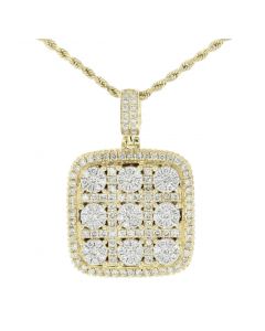 14k Yellow Gold Mens Pendant 3.00ctw Natural Diamonds Custom Made Square Bar Style