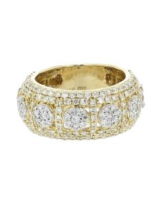 14K Gold Mens Wedding Band 10mm Wide 2.50ctw Diamonds Fancy Diamond Wedding Ring Comfort Fit