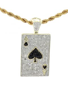 10K Gold Diamond Pendant 1 3/8ctw 10K Ace of Spades Poker Card Diamond Pendant Mens 