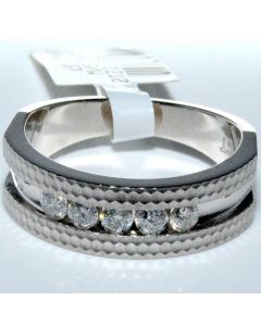 Mens Wedding Band Ring Diamond 0.53ct Solid White Gold Designer Comfort Fit 7mm