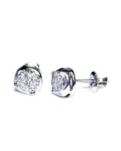 Diamond Stud Earrings Cluster 7mm Wide Screw Back 0.27ct Sterling Silver