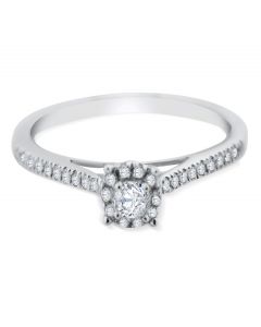 10K White Gold Promise Ring 1/4ctw Diamond Engagement Ring For Her 