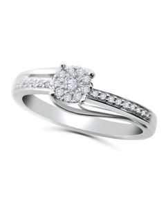 10K White Gold Diamond Promise Ring Engagement Ring for Her 1/5ctw (i2/i3, I/j) 
