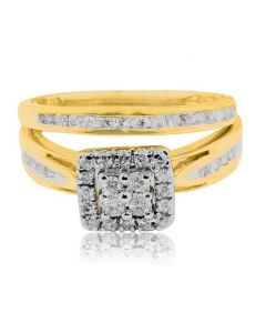 0.5ctw Diamond Bridal Wedding Ring Set in 10K Yellow Gold 8mm Wide