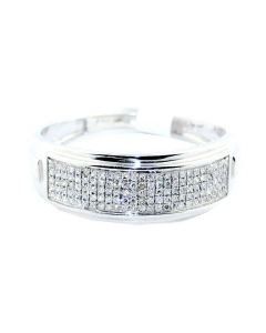 Mens Wedding Band Ring 0.25ct Diamonds Sterling Silver 8mm Wide