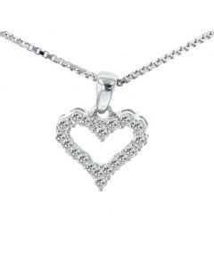 White Gold Beautiful Heart Charm Pendannt 14K With 0.25ctw Diamonds