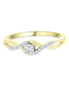 14K Gold Engagement Ring Infinity Style Round solitaire Center 1/6th ctw Natural Diamonds