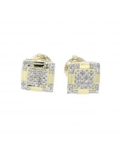 10K Yellow Gold Beautiful Earring For Men and Women With 1/6ctw Round Diamonds