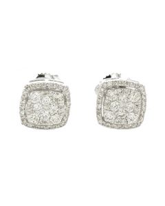 10K White Gold Square Earrings with VS Diamonds