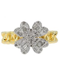 0.50 Carats Diamond Heart Flower Ring in 10K Yellow Gold for Her
