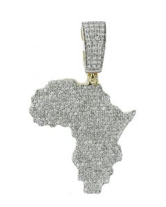10K Gold Africa Continent 1.61Ctw Diamond Pendant