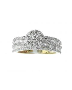 10K Yellow Gold Baguette Bridal Ring 