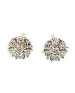 10K Gold Floral Style 0.42 Ctw Diamond Earrings 