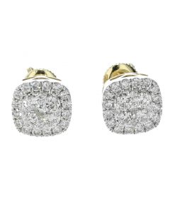 10K Gold Square Shaped 1.21 Ctw Diamond Earrings