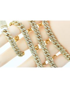 10K Gold Miami Chain 8.18 Ctw Diamond 22