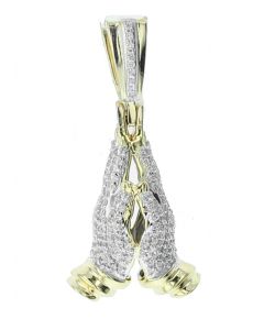10K Gold Praying Hands 0.75Ctw Diamond Pendant