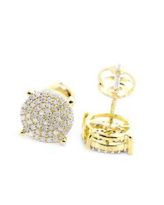 Diamond Stud Earrings 0.25ctw Sterling Silver Gold Plated 8mm Wide Screw back