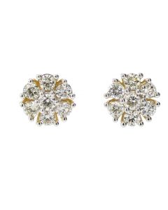 10K Gold Floral Style Diamond Earrings